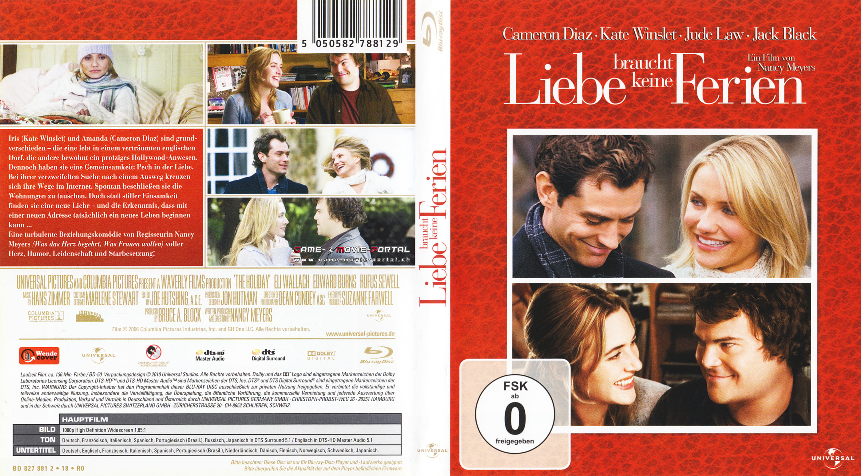 Liebe braucht keine Ferien The Holiday Cover Cover deutsch Blu-ray.